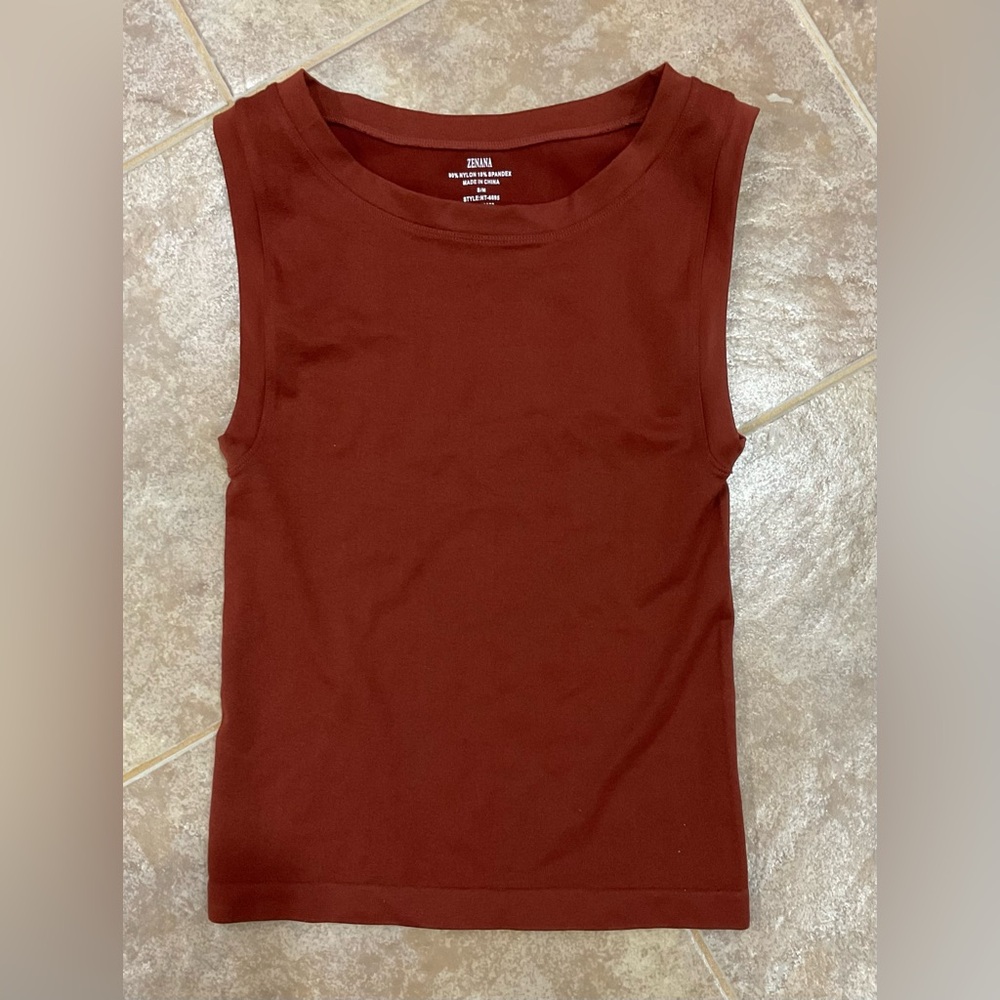 Zenana Rust Sleeveless Tank Top - S/M